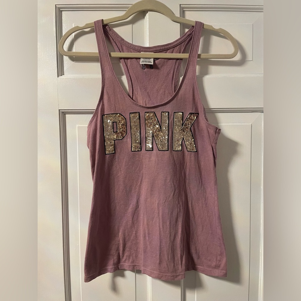 PINK Victoria's Secret Glitter Logo Tank Top